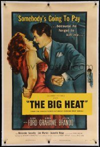 6s017 BIG HEAT linen 1sh '53 great pulp art of Glenn Ford & sexy Gloria Grahame, Fritz Lang noir!