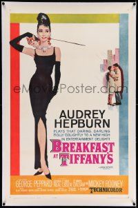 6s031 BREAKFAST AT TIFFANY'S linen 1sh 1961 classic McGinnis art of sexy elegant Audrey Hepburn!