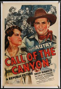 6s035 CALL OF THE CANYON linen 1sh '42 art of Gene Autry, Ruth Terry & The Sons of the Pioneers!