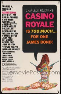 6s039 CASINO ROYALE linen 26x39 1sh '67 James Bond spy spoof, psychedelic art by Robert McGinnis!