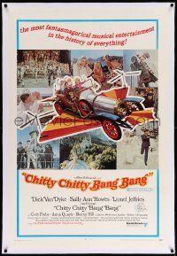 6s044 CHITTY CHITTY BANG BANG linen style B 1sh '69 Dick Van Dyke, art of flying car + photo montage