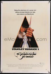 6s046 CLOCKWORK ORANGE linen 1sh '72 Kubrick classic, Castle art of Malcolm McDowell, X-rated!