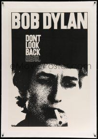 6s068 DON'T LOOK BACK linen 1sh '67 D.A. Pennebaker, super c/u of Bob Dylan with cigarette in mouth!