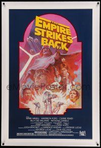 6s076 EMPIRE STRIKES BACK linen studio style 1sh R82 George Lucas classic, montage art by Tom Jung!