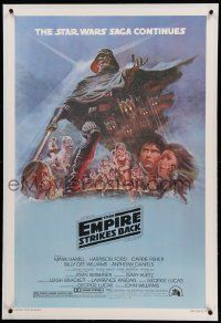 6s078 EMPIRE STRIKES BACK linen style B 1sh '80 George Lucas sci-fi classic, art by Tom Jung!