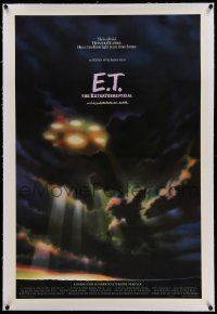 6s072 E.T. THE EXTRA TERRESTRIAL linen advance 1sh '82 different spaceship in clouds art by Alvin!