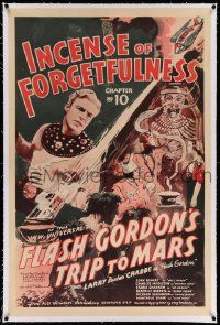 6s086 FLASH GORDON'S TRIP TO MARS linen chapter 10 1sh '38 different art, Incense of Forgetfulness!