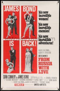 6s092 FROM RUSSIA WITH LOVE linen B 1sh '64 Sean Connery as Ian Fleming's James Bond 007 is back!