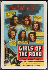 6s100 GIRLS OF THE ROAD linen 1sh '40 Ann Doran, Lola Lane, and other girls of the hobo jungles!