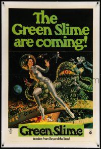 6s109 GREEN SLIME linen 1sh '69 classic cheesy sci-fi movie, Livoti art of sexy astronaut & monster!