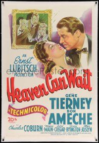 6s111 HEAVEN CAN WAIT linen 1sh '43 stone litho of Gene Tierney & Ameche, directed by Ernst Lubitsch