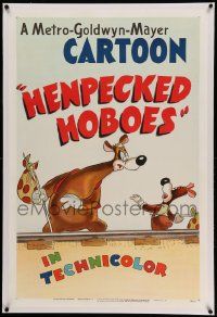 6s116 HENPECKED HOBOES linen 1sh '46 Tex Avery cartoon art of George & Junior, based on Steinbeck!