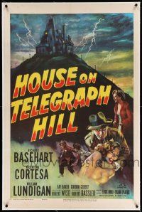 6s120 HOUSE ON TELEGRAPH HILL linen 1sh '51 Basehart, Cortesa, Robert Wise film noir, cool artwork!
