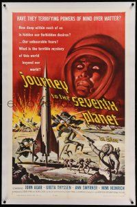 6s137 JOURNEY TO THE SEVENTH PLANET linen 1sh '61 they have terryfing powers of mind over matter!