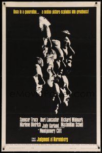 6s138 JUDGMENT AT NUREMBERG linen 1sh '61 Spencer Tracy, Judy Garland, Burt Lancaster, Dietrich!