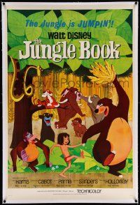 6s139 JUNGLE BOOK linen 1sh '67 Disney classic, great cartoon image of Mowgli & his friends!