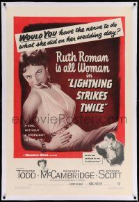 6s148 LIGHTNING STRIKES TWICE linen 1sh '51 sexy smoking bad girl Ruth Roman is all woman!