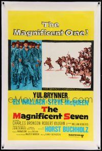6s162 MAGNIFICENT SEVEN linen 1sh R70s Yul Brynner, Steve McQueen, John Sturges' 7 Samurai western!