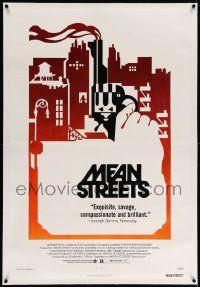 6s165 MEAN STREETS linen 1sh '73 Robert De Niro, Martin Scorsese, cool artwork of hand holding gun!