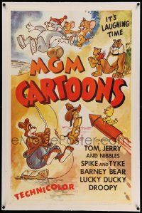6s166 MGM CARTOONS linen 1sh '55 Tex Avery's Droopy, Tom & Jerry, Spike & Tyke, Barney Bear & more!