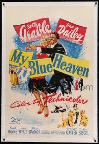 6s179 MY BLUE HEAVEN linen 1sh '50 great art of sexy dancer Betty Grable & Dan Dailey too!