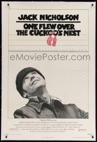 6s190 ONE FLEW OVER THE CUCKOO'S NEST linen pre-Awards 1sh '75 c/u of Nicholson, Forman classic!