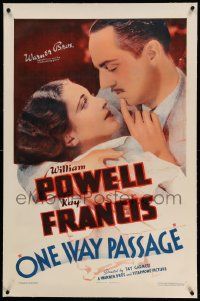6s192 ONE WAY PASSAGE linen 1sh R36 William Powell & Kay Francis in the Grand Hotel of the seas!