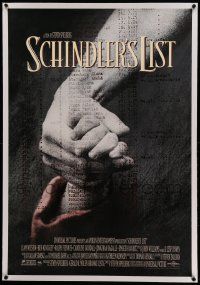 6s235 SCHINDLER'S LIST linen int'l 1sh '93 Steven Spielberg World War II classic, Best Picture!