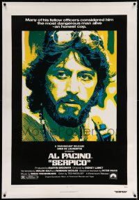 6s241 SERPICO linen 1sh '74 great image of undercover cop Al Pacino, Sidney Lumet crime classic!