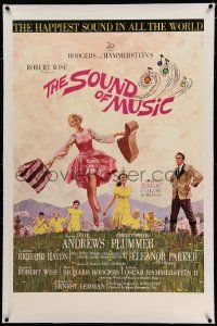 6s253 SOUND OF MUSIC linen pre-awards 1sh '65 classic artwork of Julie Andrews by Howard Terpning!