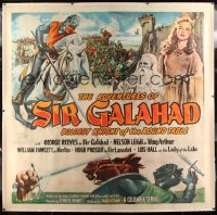 6t024 ADVENTURES OF SIR GALAHAD linen 6sh '49 George Reeves, Knights of the Round Table, cool art!