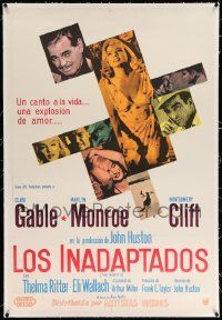 6t225 MISFITS linen Argentinean '61 sexy Marilyn Monroe, Clark Gable, Montgomery Clift, John Huston