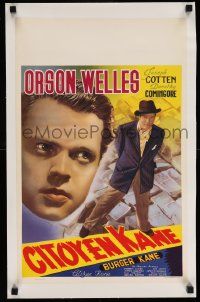6t180 CITIZEN KANE linen Belgian '48 best art of Orson Welles over newspapers & c/u, ultra rare!
