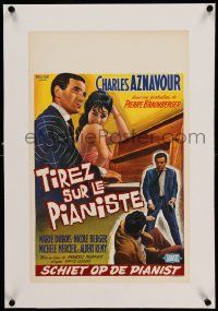 6t200 SHOOT THE PIANO PLAYER linen Belgian '60 Francois Truffaut's Tirez sur le pianiste, cool art!