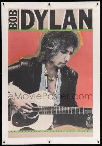 6t070 BOB DYLAN linen 29x44 music poster '80 great close portrait of the legendary singer w/guitar!