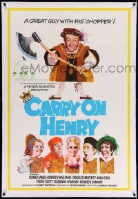 6t320 CARRY ON HENRY VIII linen English 1sh '71 wacky historic comedy, art by Pulford & Fratini!