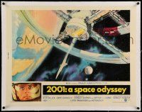 6t028 2001: A SPACE ODYSSEY linen 1/2sh '68 Stanley Kubrick classic, Bob McCall space wheel art!