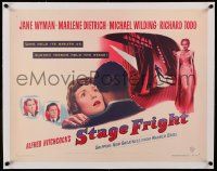 6t043 STAGE FRIGHT linen 1/2sh '50 Marlene Dietrich, Jane Wyman, directed by Alfred Hitchcock!