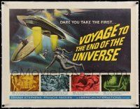 6t046 VOYAGE TO THE END OF THE UNIVERSE linen 1/2sh '64 Ikarie XB 1, Polish/Czech sci-fi, cool art!
