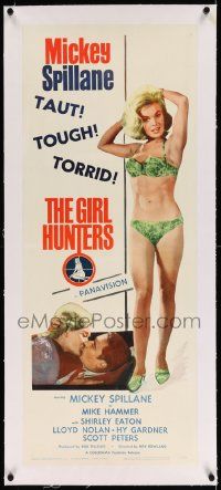 6t048 GIRL HUNTERS linen insert '63 Mickey Spillane pulp fiction, sexy Shirley Eaton in bikini!