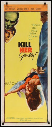 6t049 KILL HER GENTLY linen insert '58 English murder thriller, she's the only wife I have!