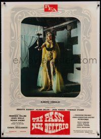 6t288 SPIRITS OF THE DEAD linen Italian 27x38 pbusta '69 Fellini, sexy Jane Fonda, Edgar Allan Poe!