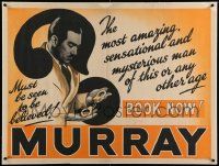 6t094 MURRAY signed linen 30x40 English magic poster '20s amazing mysterious man of this or any age!