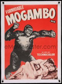6t298 MOGAMBO linen Spanish '54 art of giant ape by Clark Gable & Ava Gardner, John Ford!
