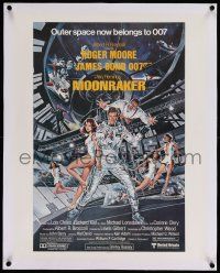 6t053 MOONRAKER linen 21x27 special '79 art of Roger Moore as Bond in space by Goozee!