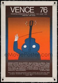 6t096 VENCE 76 linen 16x24 French music poster '76 orchestra music, great art by Jean-Michel Folon!