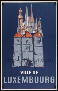 6t071 VILLE DE LUXEMBOURG linen 25x39 Luxembourg travel poster '40s great art by Franz Kinnen!