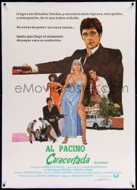 6t206 SCARFACE linen Venezuelan '83 best art of Al Pacino & Pfeiffer, Brian De Palma, Oliver Stone!