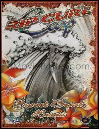 6w011 RIP CURL CUP Aust 34x45 poster '99 wonderful surfing art by Lundy, competition in Hawaii!