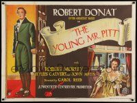 6w173 YOUNG MR. PITT British quad '42 stone litho of Robert Donat & Calvert, Carol Reed, very rare!